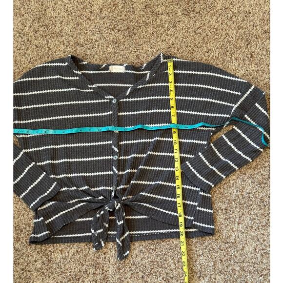 Altar'd State Shirt, size Medium, Dark Gray & Cream stripes - Picture 4 of 4